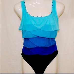 Swimwear women swimsuit raffle blue color palette